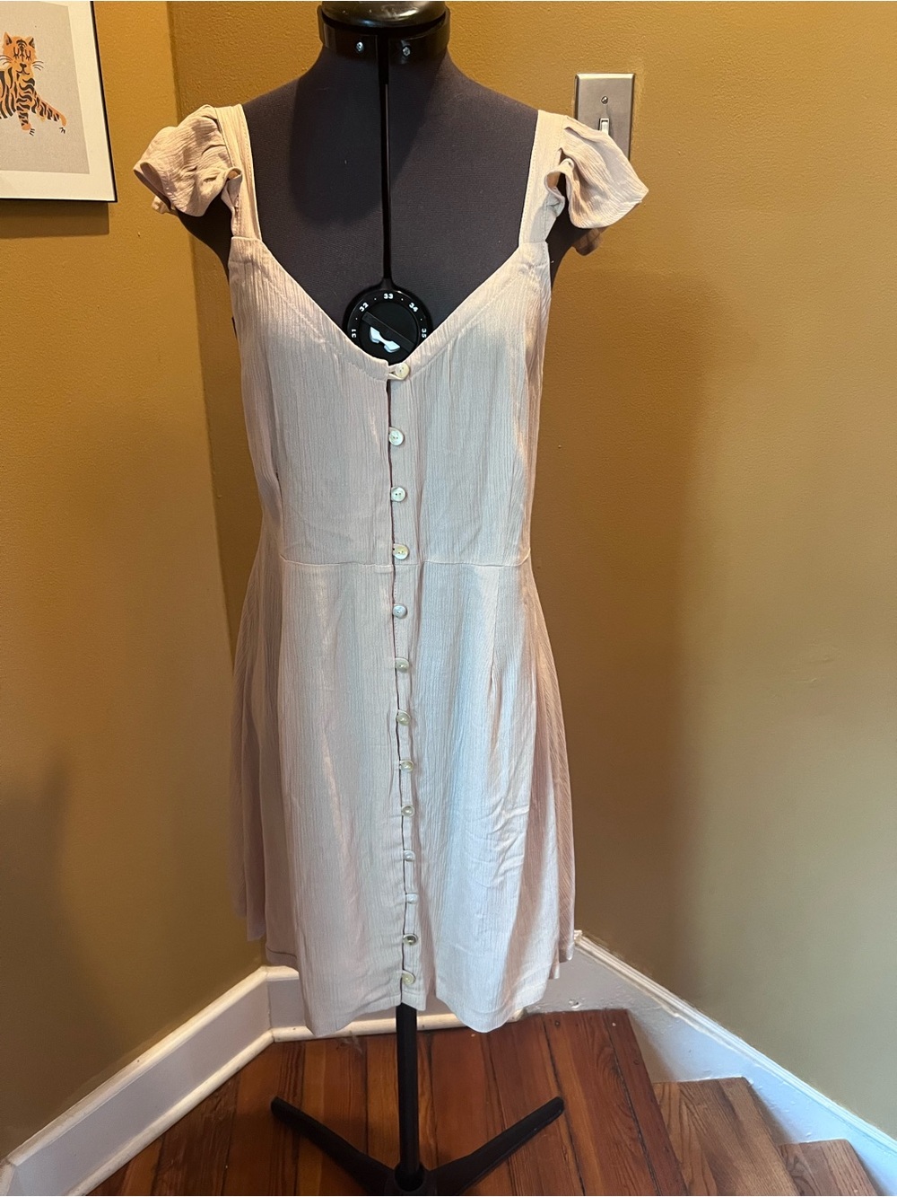 Cleobella Cream Button-Front Sundress with Tie Shoulder Straps